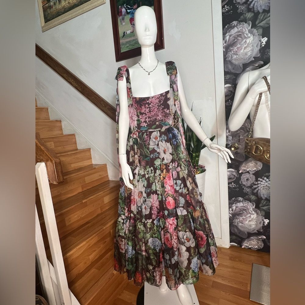 BHLDN Isabella Tiered Square-Neck A-LineMidi Dress/ size 16 - Picture 5 of 9